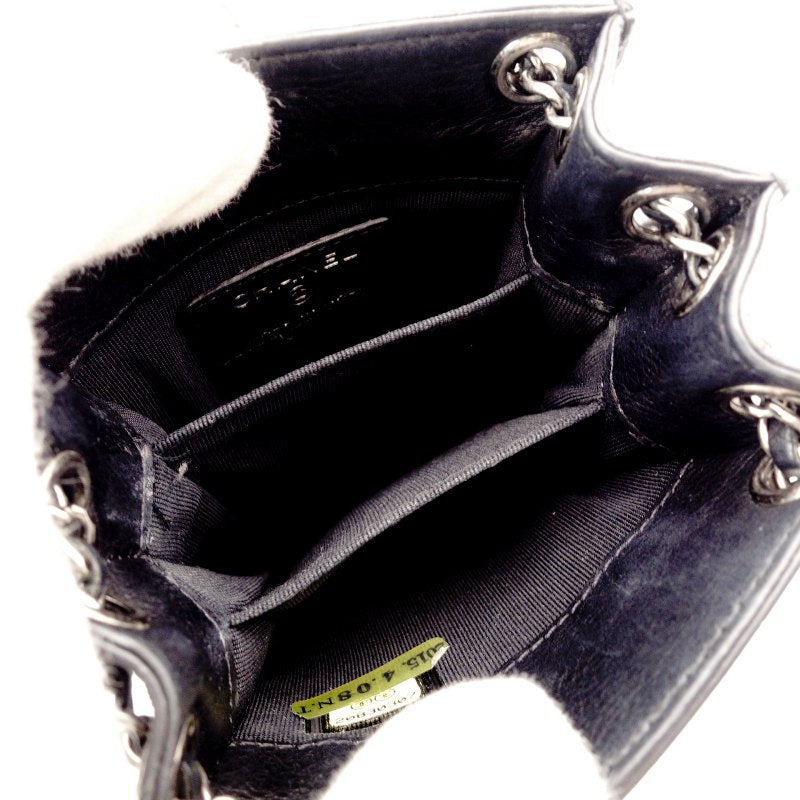 CHANEL Coco Mark Phone Holder Chain Shoulder Bag Black Leather Black CC Logo Silver Hardware 7-8-761