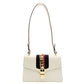 GUCCI Sylvie Shoulder Bag Sherry Line White Leather White Crossbody Gold Hardware 7-8-764