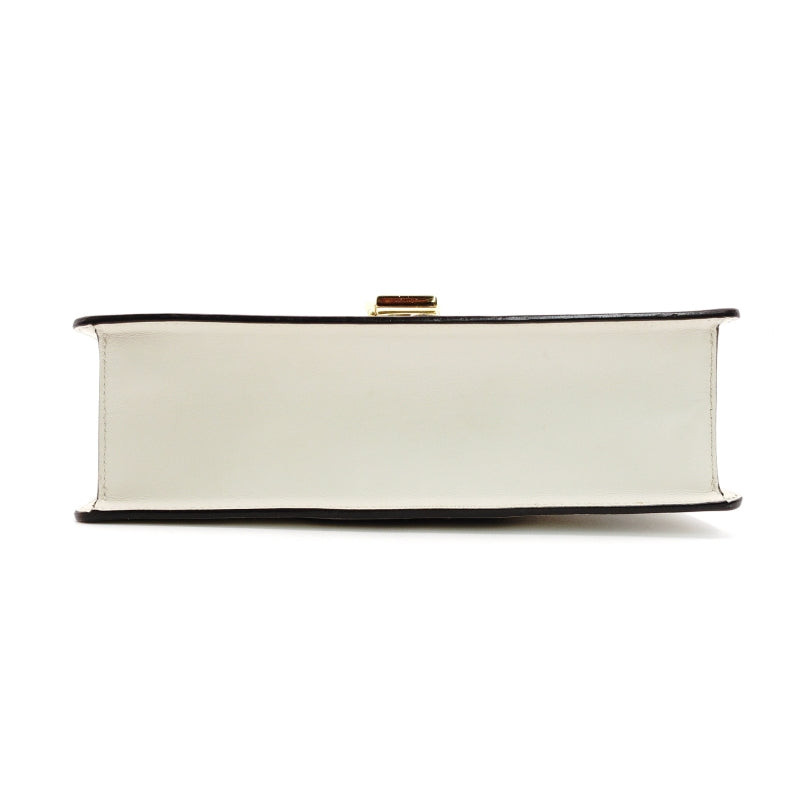GUCCI Sylvie Shoulder Bag Sherry Line White Leather White Crossbody Gold Hardware 7-8-764