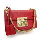 GUCCI Chain Shoulder Bag Red Leather Crossbody Gold Hardware 7-8-775