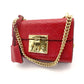 GUCCI Chain Shoulder Bag Red Leather Crossbody Gold Hardware 7-8-775