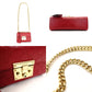 GUCCI Chain Shoulder Bag Red Leather Crossbody Gold Hardware 7-8-775