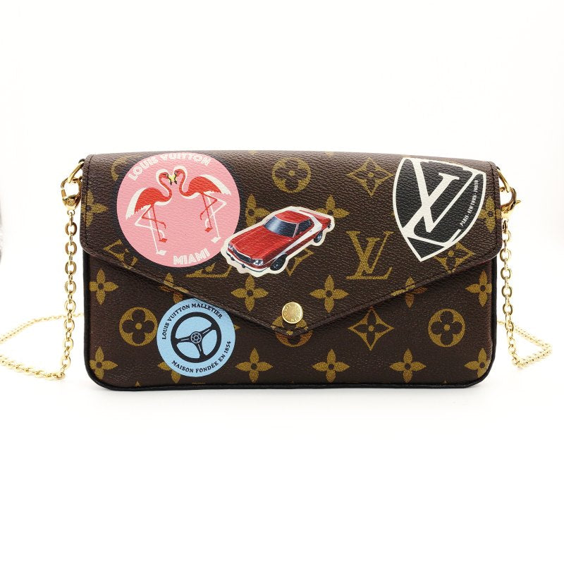 LOUIS VUITTON Pochette Felice Monogram Chain Shoulder Bag PVC Leather 7-8-783