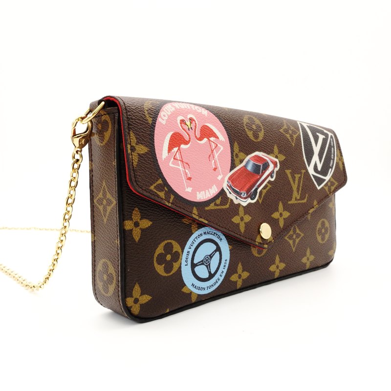 LOUIS VUITTON Pochette Felice Monogram Chain Shoulder Bag PVC Leather 7-8-783