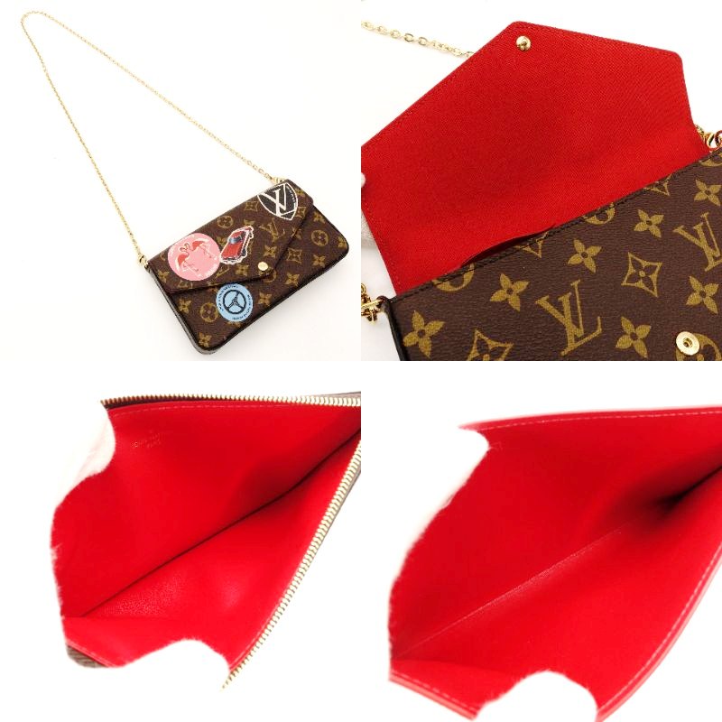 LOUIS VUITTON Pochette Felice Monogram Chain Shoulder Bag PVC Leather 7-8-783