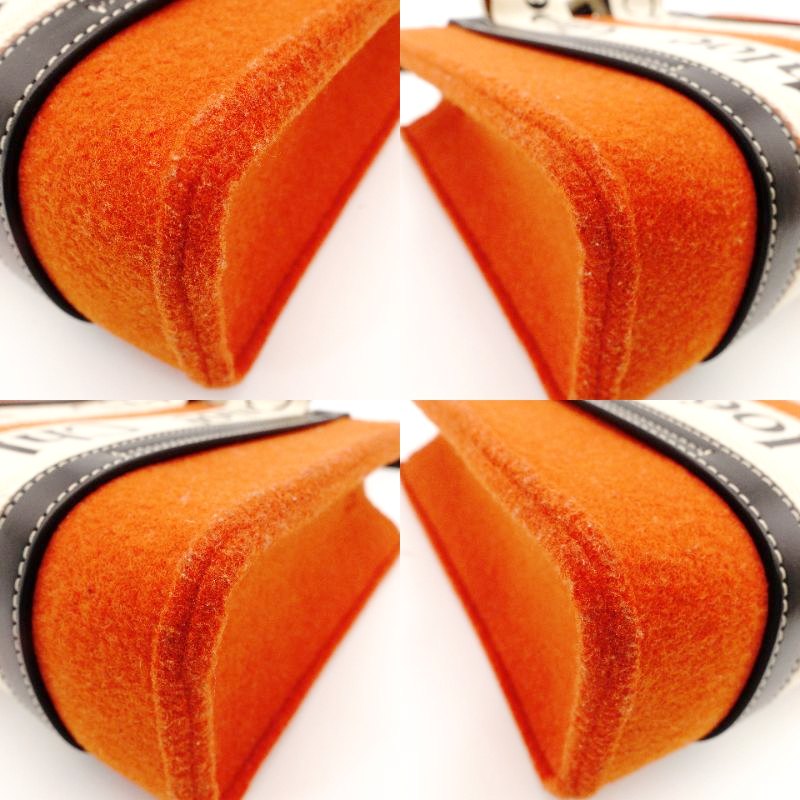 Chloe Woody Small Handbag 2-Way Orange Wool × Canvas Logo Crossbody 7-8-794