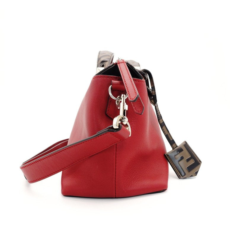 FENDI By the Way Medium Red 2-Way Red Handbag Shoulder Bag FF Logo Zucca 7-8-796