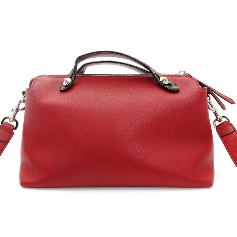 FENDI By the Way Medium Red 2-Way Red Handbag Shoulder Bag FF Logo Zucca 7-8-796