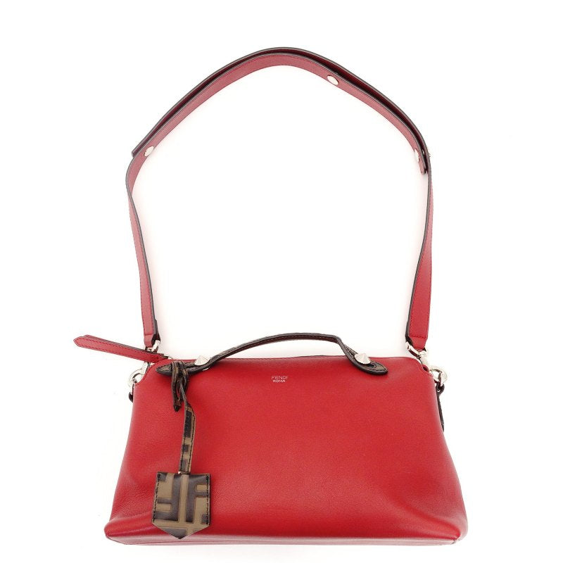 FENDI By the Way Medium Red 2-Way Red Handbag Shoulder Bag FF Logo Zucca 7-8-796