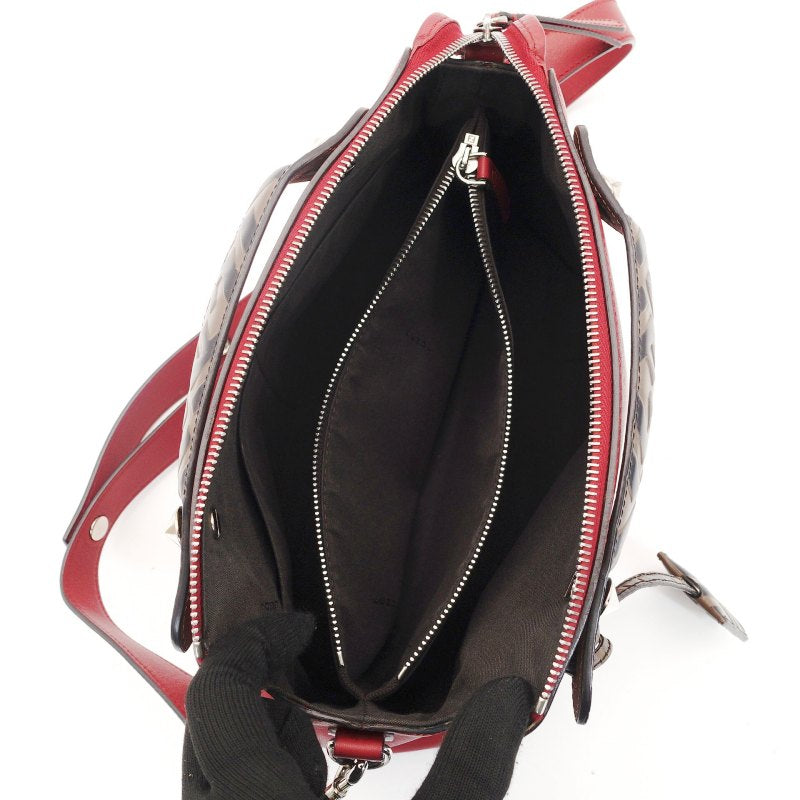 FENDI By the Way Medium Red 2-Way Red Handbag Shoulder Bag FF Logo Zucca 7-8-796