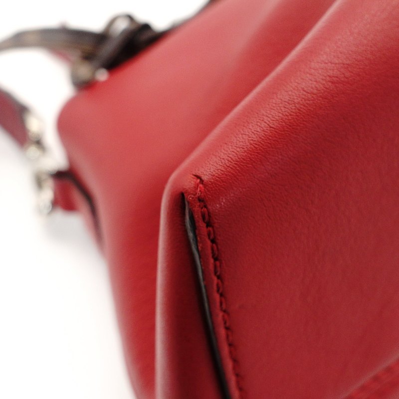 FENDI By the Way Medium Red 2-Way Red Handbag Shoulder Bag FF Logo Zucca 7-8-796