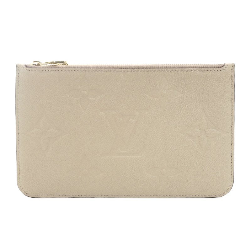 LOUIS VUITTON Monogram Implant Neverfull Pouch Brown Leather 7-9-009