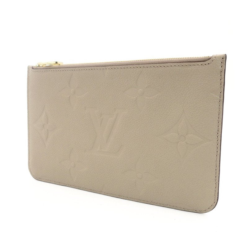 LOUIS VUITTON Monogram Implant Neverfull Pouch Brown Leather 7-9-009