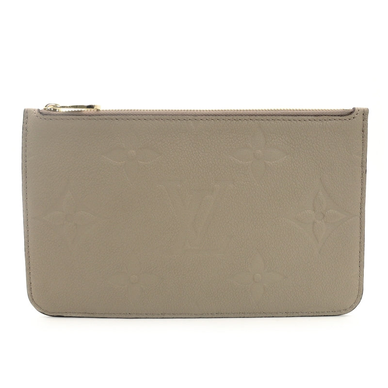 LOUIS VUITTON Monogram Implant Neverfull Pouch Brown Leather 7-9-010