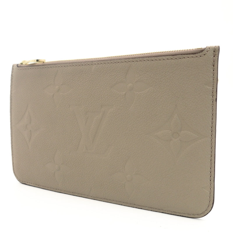 LOUIS VUITTON Monogram Implant Neverfull Pouch Brown Leather 7-9-010