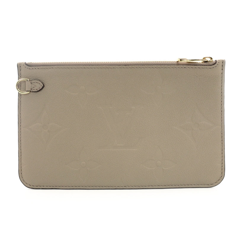 LOUIS VUITTON Monogram Implant Neverfull Pouch Brown Leather 7-9-010