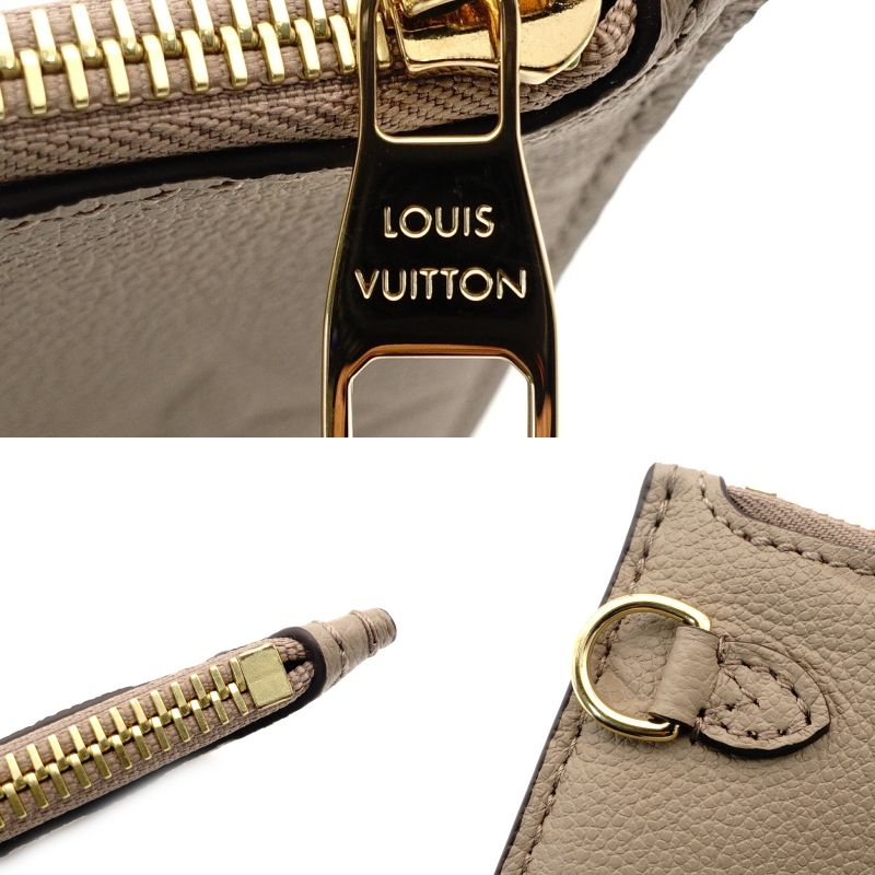 LOUIS VUITTON Monogram Implant Neverfull Pouch Brown Leather 7-9-010