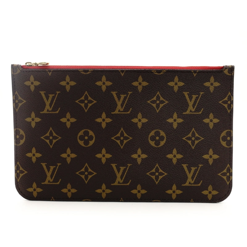 LOUIS VUITTON Monogram Neverfull Pouch Brown PVC Leather 7-9-012