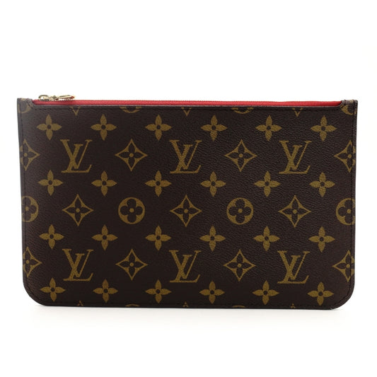 LOUIS VUITTON Monogram Neverfull Pouch Brown PVC Leather 7-9-012