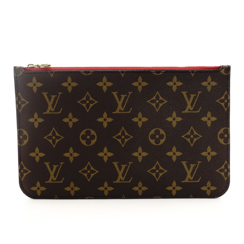 LOUIS VUITTON Monogram Neverfull Pouch Brown PVC Leather 7-9-012