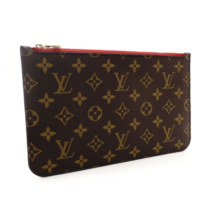 LOUIS VUITTON Monogram Neverfull Pouch Brown PVC Leather 7-9-012