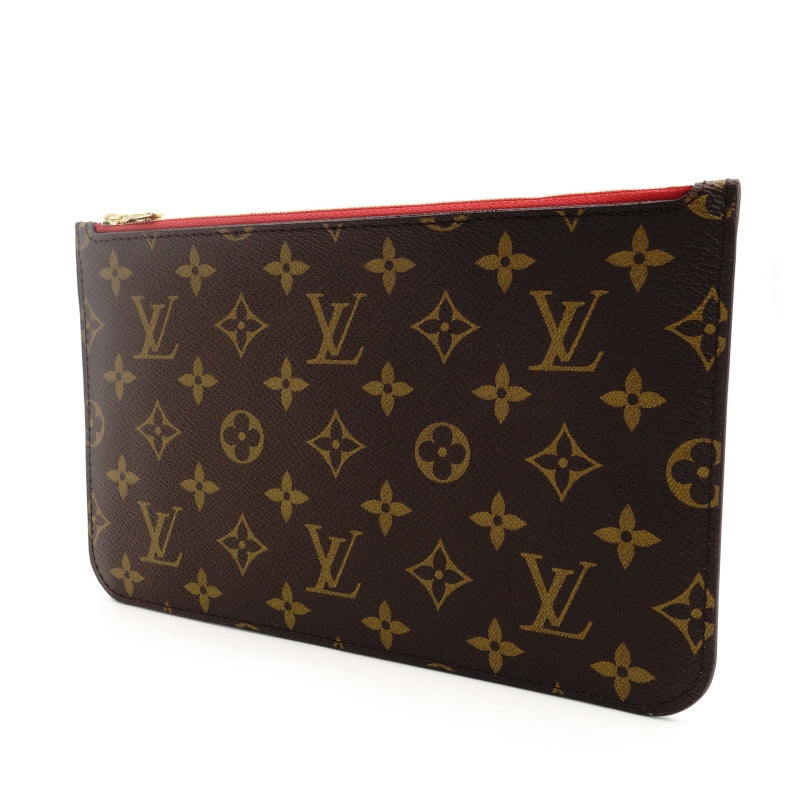 LOUIS VUITTON Monogram Neverfull Pouch Brown PVC Leather 7-9-012