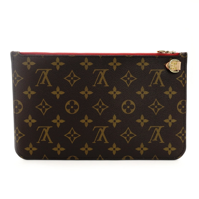 LOUIS VUITTON Monogram Neverfull Pouch Brown PVC Leather 7-9-012