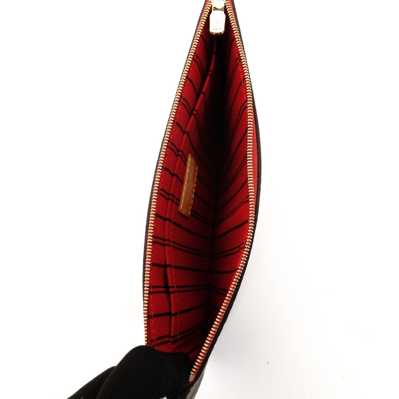 LOUIS VUITTON Monogram Neverfull Pouch Brown PVC Leather 7-9-012