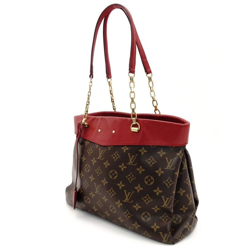 LOUIS VUITTON Parthénon Chain Tote Bag Monogram Brown × Red PVC Leather Shoulder 7-9-021
