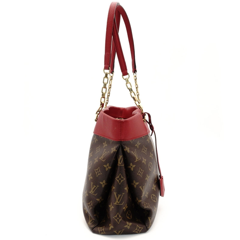 LOUIS VUITTON Parthénon Chain Tote Bag Monogram Brown × Red PVC Leather Shoulder 7-9-021