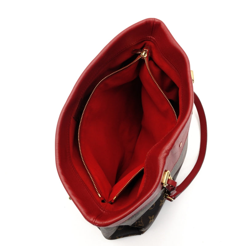 LOUIS VUITTON Parthénon Chain Tote Bag Monogram Brown × Red PVC Leather Shoulder 7-9-021