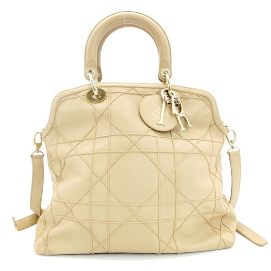 Christian Dior Granville Beige Handbag Leather 2-Way Crossbody 7-9-025