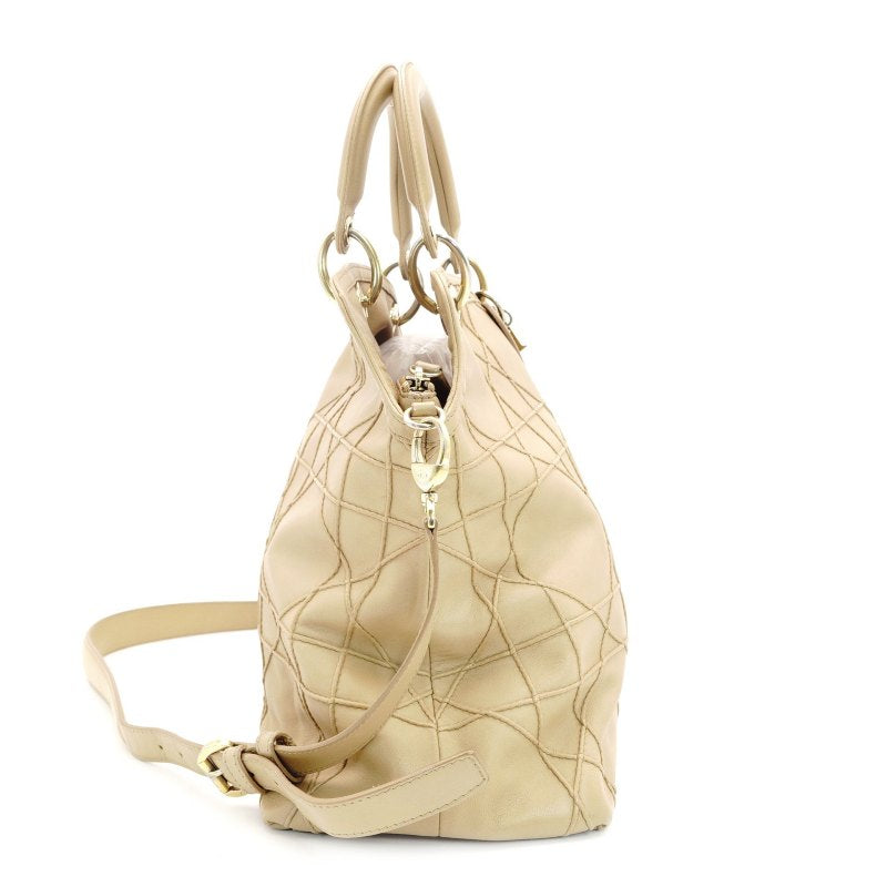 Christian Dior Granville Beige Handbag Leather 2-Way Crossbody 7-9-025