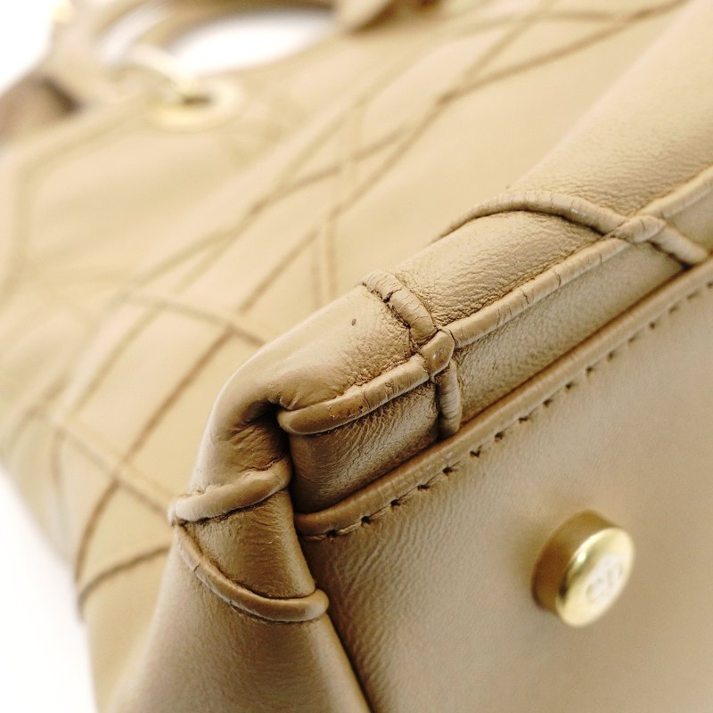 Christian Dior Granville Beige Handbag Leather 2-Way Crossbody 7-9-025