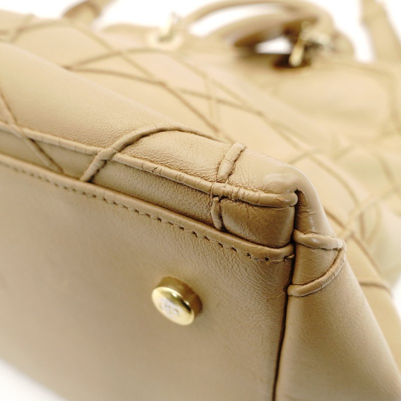 Christian Dior Granville Beige Handbag Leather 2-Way Crossbody 7-9-025