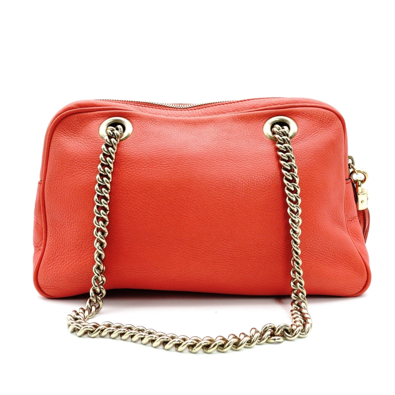 GUCCI Soho Camera Bag Chain Shoulder Bag Orange Leather GG Logo 7-9-030