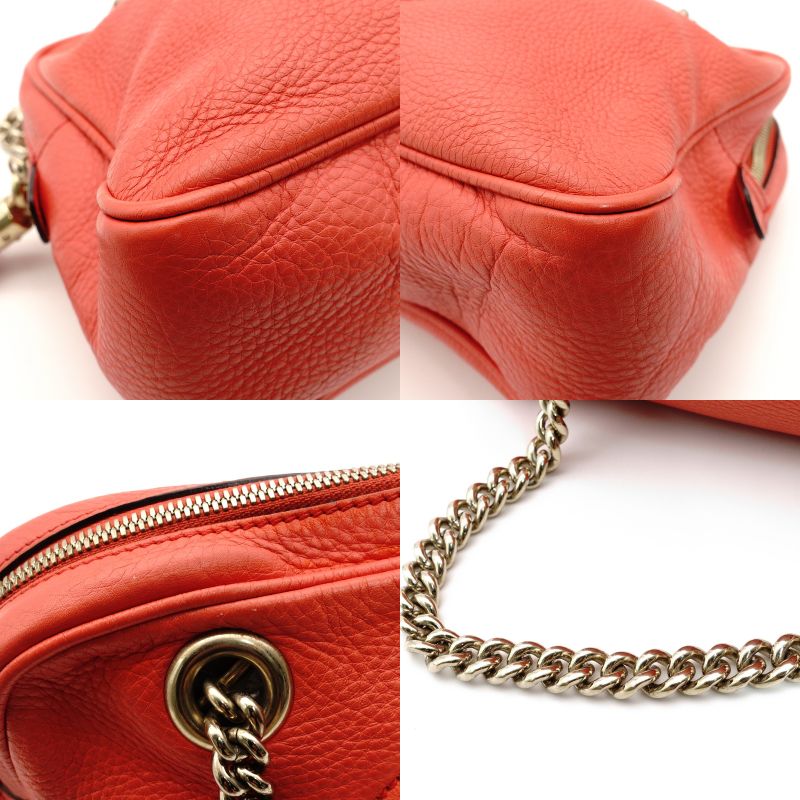 GUCCI Soho Camera Bag Chain Shoulder Bag Orange Leather GG Logo 7-9-030