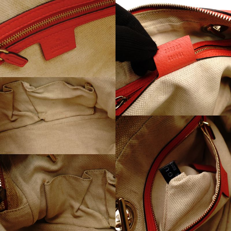 GUCCI Soho Camera Bag Chain Shoulder Bag Orange Leather GG Logo 7-9-030