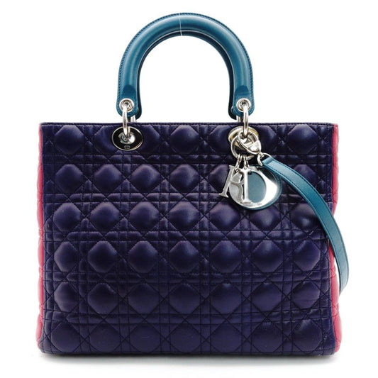 Christian Dior Lady Dior 2-Way Handbag Shoulder Leather Multicolor 7-9-090