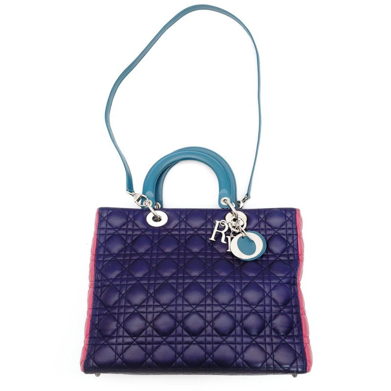 Christian Dior Lady Dior 2-Way Handbag Shoulder Leather Multicolor 7-9-090