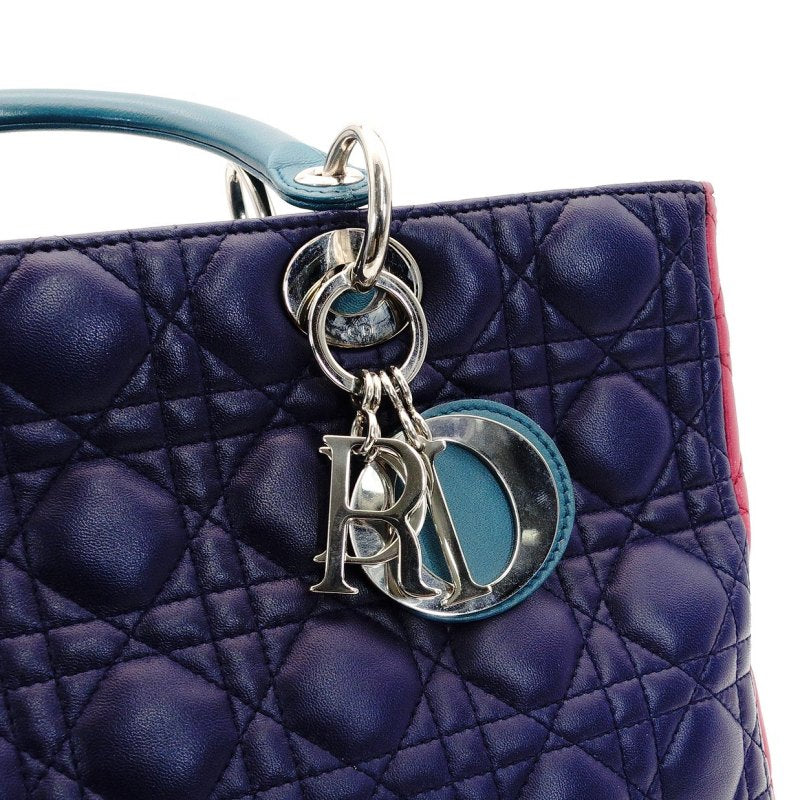 Christian Dior Lady Dior 2-Way Handbag Shoulder Leather Multicolor 7-9-090