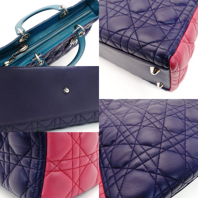 Christian Dior Lady Dior 2-Way Handbag Shoulder Leather Multicolor 7-9-090