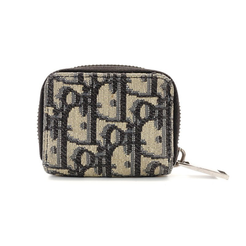 DIOR Trotter Coin Case Mini Wallet Navy × Beige Canvas Leather 7-9-101