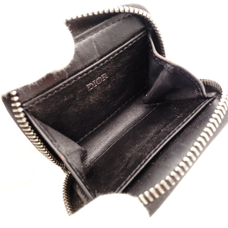 DIOR Trotter Coin Case Mini Wallet Navy × Beige Canvas Leather 7-9-101