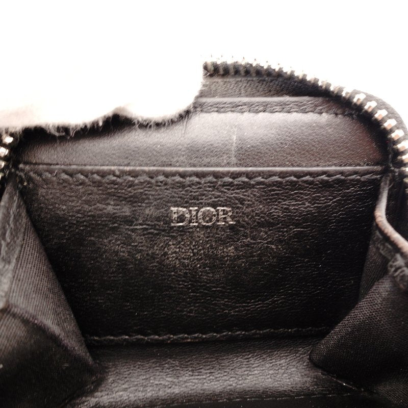 DIOR Trotter Coin Case Mini Wallet Navy × Beige Canvas Leather 7-9-101
