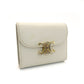 CELINE Triomphe Tri-Fold Wallet Leather Off-White Wallet Gold Hardware 7-9-134