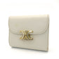 CELINE Triomphe Tri-Fold Wallet Leather Off-White Wallet Gold Hardware 7-9-134