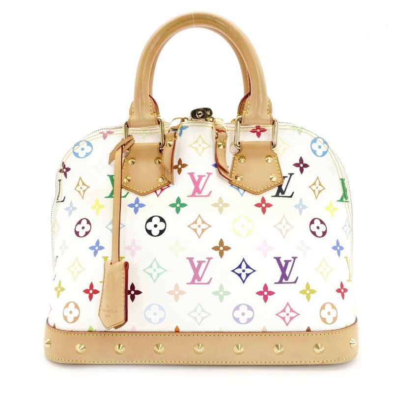 LOUIS VUITTON Multicolor Alma PM White Studded Handbag Leather 7-9-152