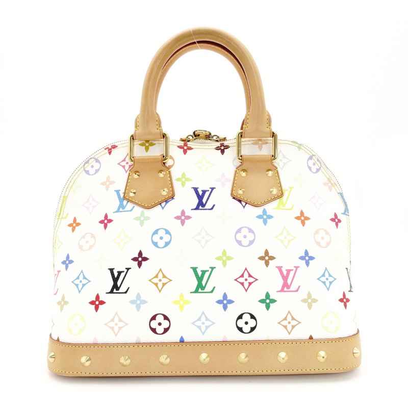 LOUIS VUITTON Multicolor Alma PM White Studded Handbag Leather 7-9-152