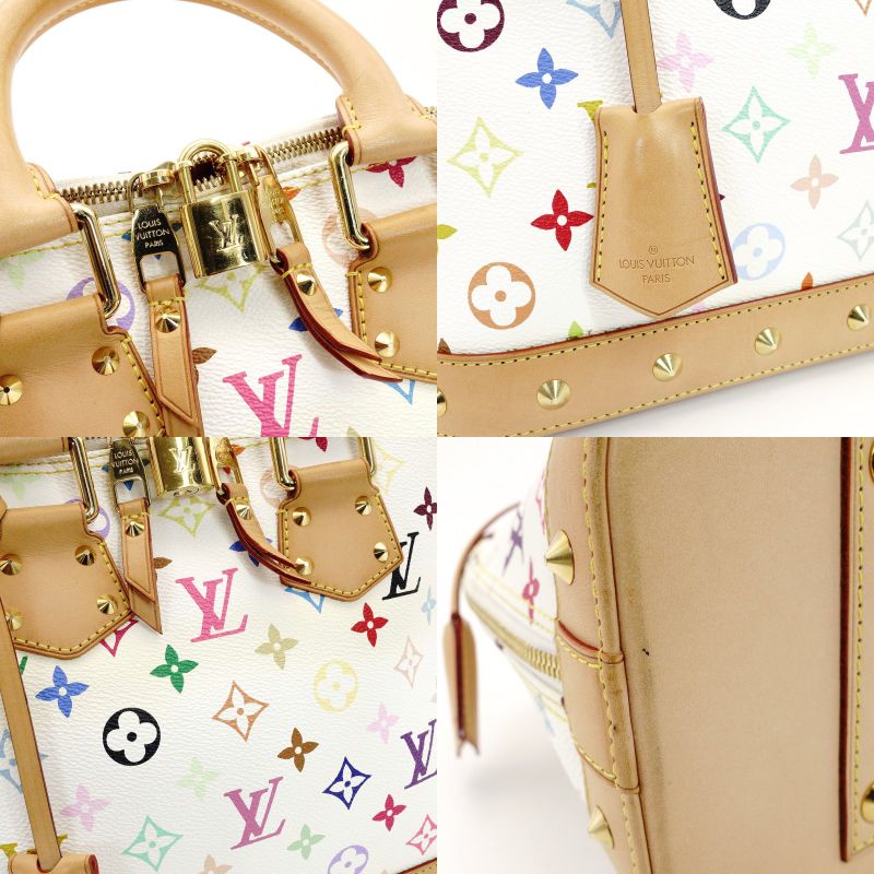 LOUIS VUITTON Multicolor Alma PM White Studded Handbag Leather 7-9-152